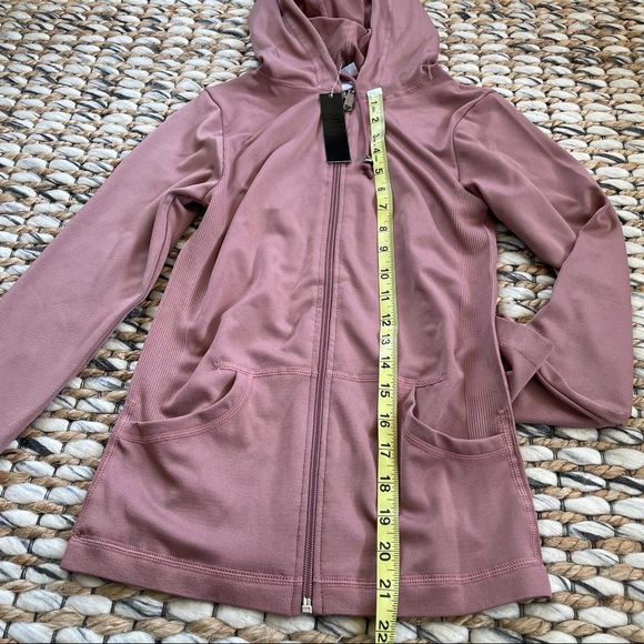 Pink 2 Piece Zip Hoodie Track Suit with Leggings Tights Sexy Crepe Material - Picture 12 of 17